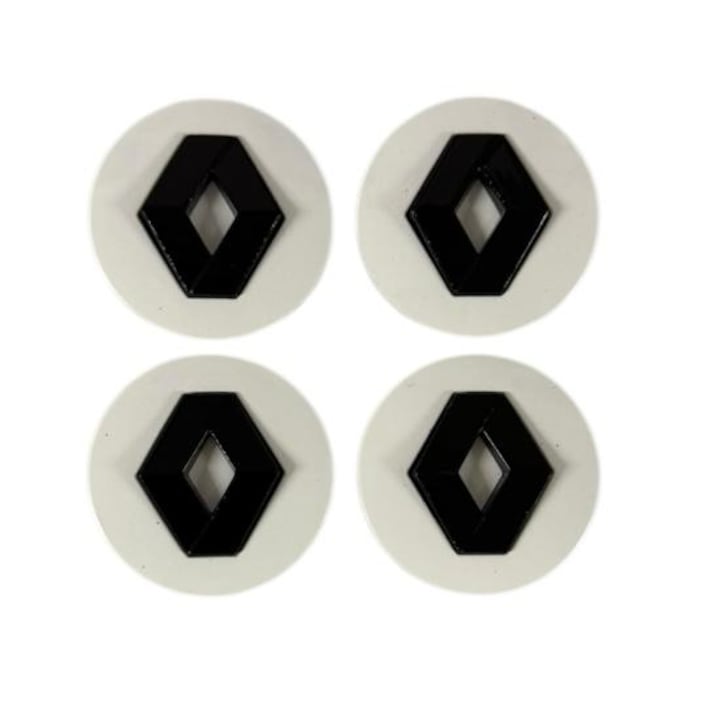 Set 4 capacele roti 57 mm Renault, pentru jante aliaj, Alb Negru