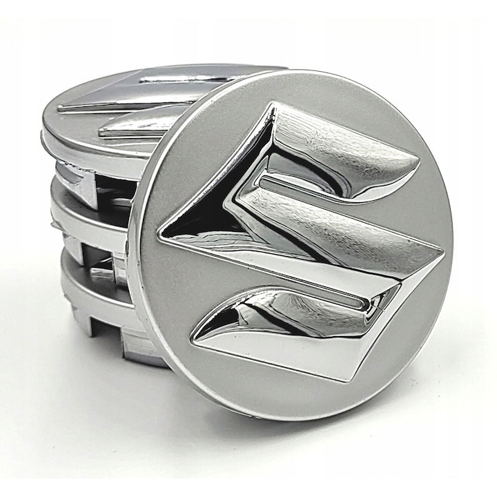 Set 4 capace jante SUZUKI, 58mm, Negru, Argintiu