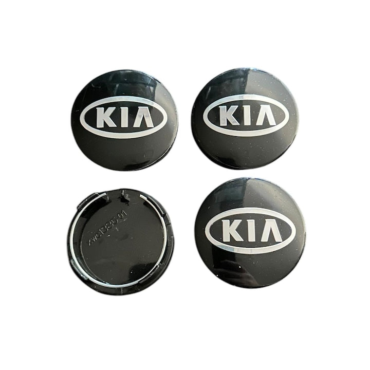 Set 4 capace roti 57mm exterior, 54mm interior Kia Negre compatibil/inlocuitor janta aliaj