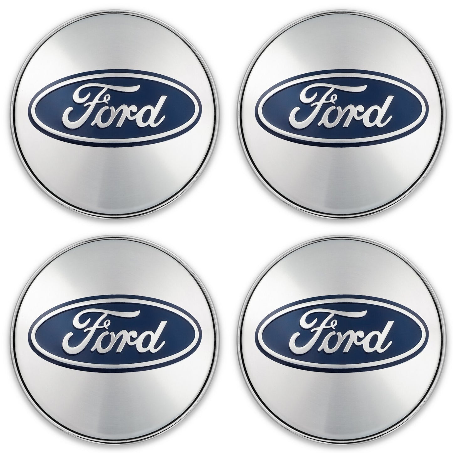 Set 4 capace roti pentru FORD, 60 mm, argintiu-albastru, plastic si aluminiu