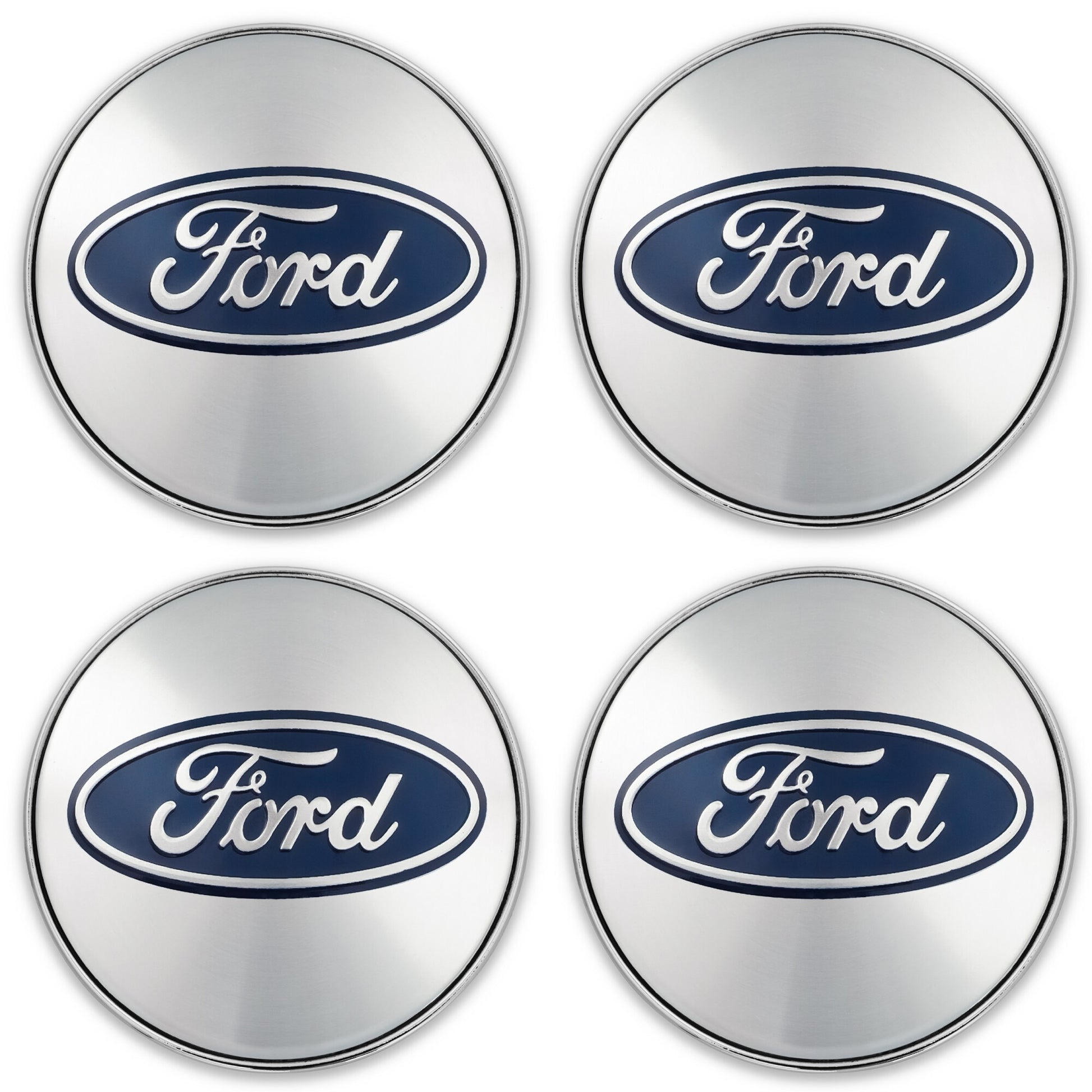 Set 4 capace roti pentru FORD, 60 mm, argintiu-albastru, plastic si aluminiu