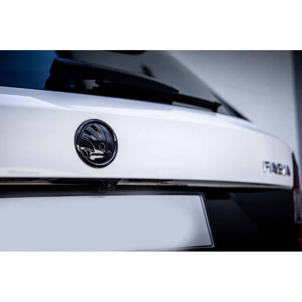 Emblema Skoda, pentru Octavia, Fabia, Superb, Rapid, Negru, 90 mm