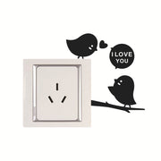 Sticker Birds, pentru intrerupator sau priza, 10x10 cm, culoare Negru