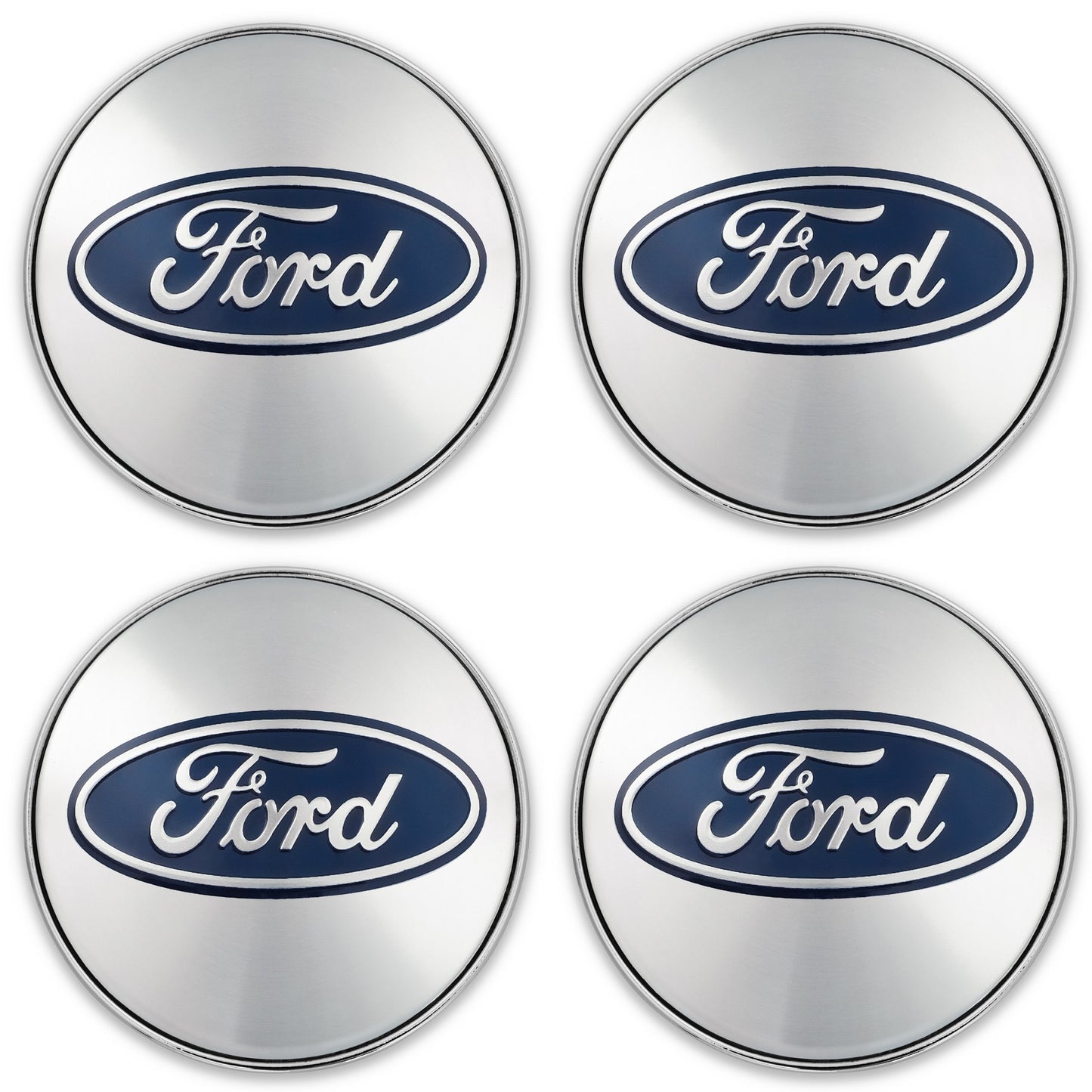 Set 4 capace roti pentru FORD, 60 mm, argintiu-albastru, plastic si aluminiu