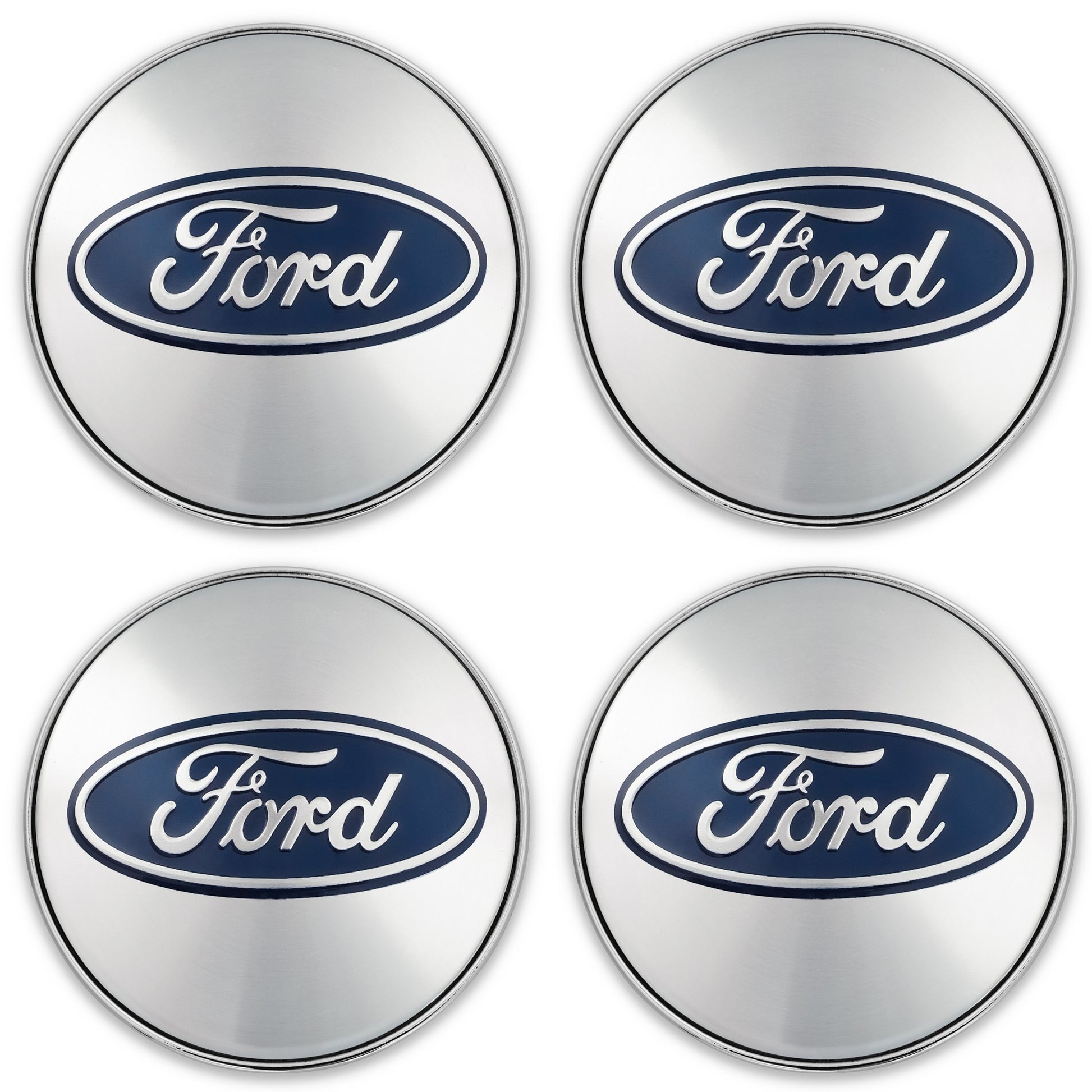 Set 4 capace roti pentru FORD, 60 mm, argintiu-albastru, plastic si aluminiu