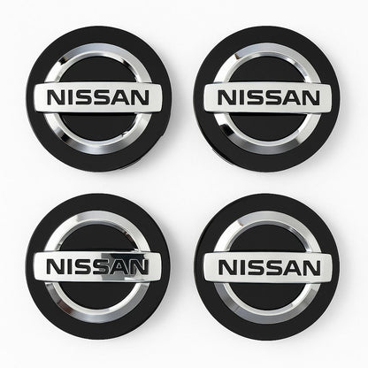 Set 4 Capace Jante Nissan – 60mm Negre, Cu Inel de Prindere, Compatibile Jante Aliaj