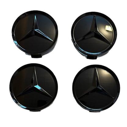 Set 4 capace roti 75mm compatibil jante aliaj Mercedes-Benz negru complet