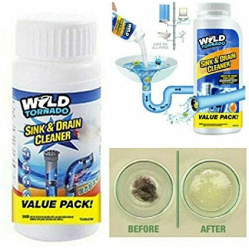 Dispozitiv de curatare puternic pentru chiuvete si scurgeri, pulbere portabila, solutie instantanee, 100g - WILD TORNADO