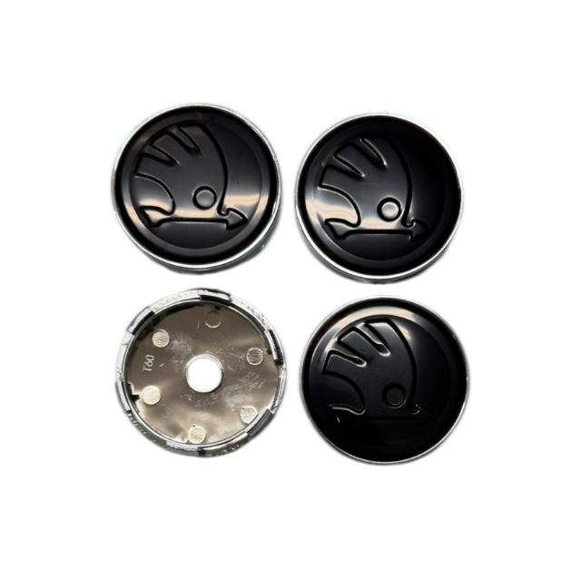 Set 4 capace roti 60mm Skoda negre compatibil/inlocuitor janta aliaj