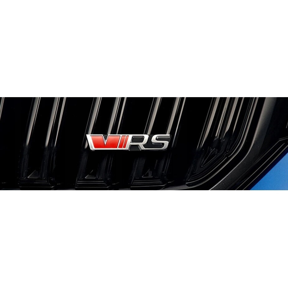 Emblema Skoda VRS, montaj pe capota sau portbagaj, rosu/argintiu