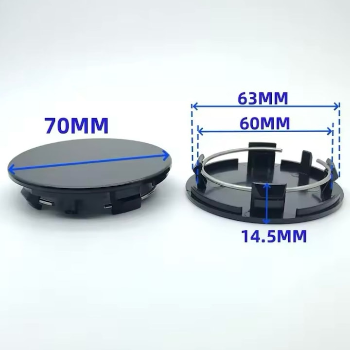 Set 4 capace roti 70mm exterior, 60mm interior Renault negre compatibil/inlocuitor janta aliaj