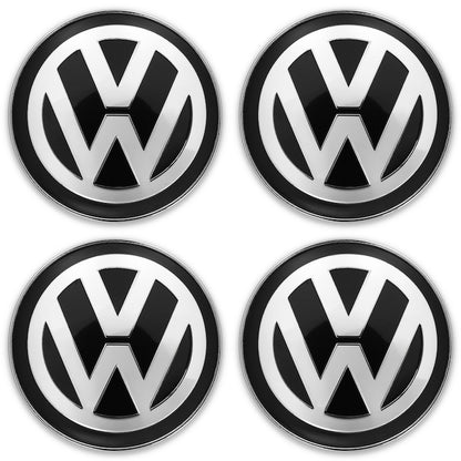 Set 4 Capace roti, Plastic / Aluminiu, Pentru VOLKSWAGEN, 60 mm, Negru