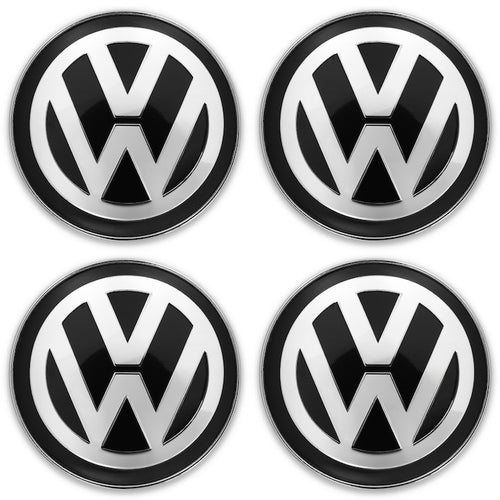 Set 4 Capace roti, Plastic / Aluminiu, Pentru VOLKSWAGEN, 60 mm, Negru