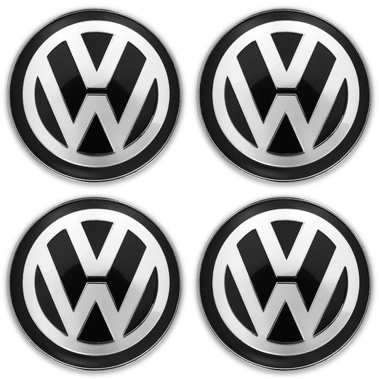 Set 4 Capace roti, Plastic / Aluminiu, Pentru VOLKSWAGEN, 60 mm, Negru