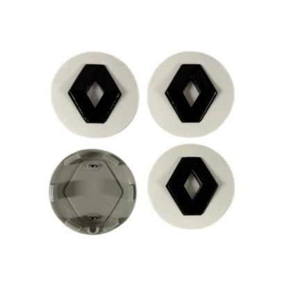 Set 4 capacele roti 57 mm Renault, pentru jante aliaj, Alb Negru