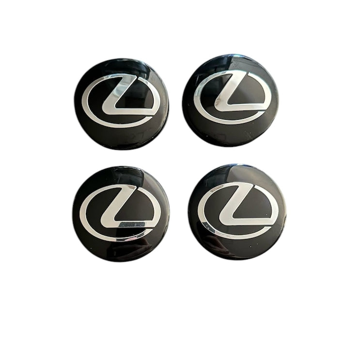 Set 4 capace roti 58mm exterior, 56mm interior Lexus negre compatibil/inlocuitor janta aliaj