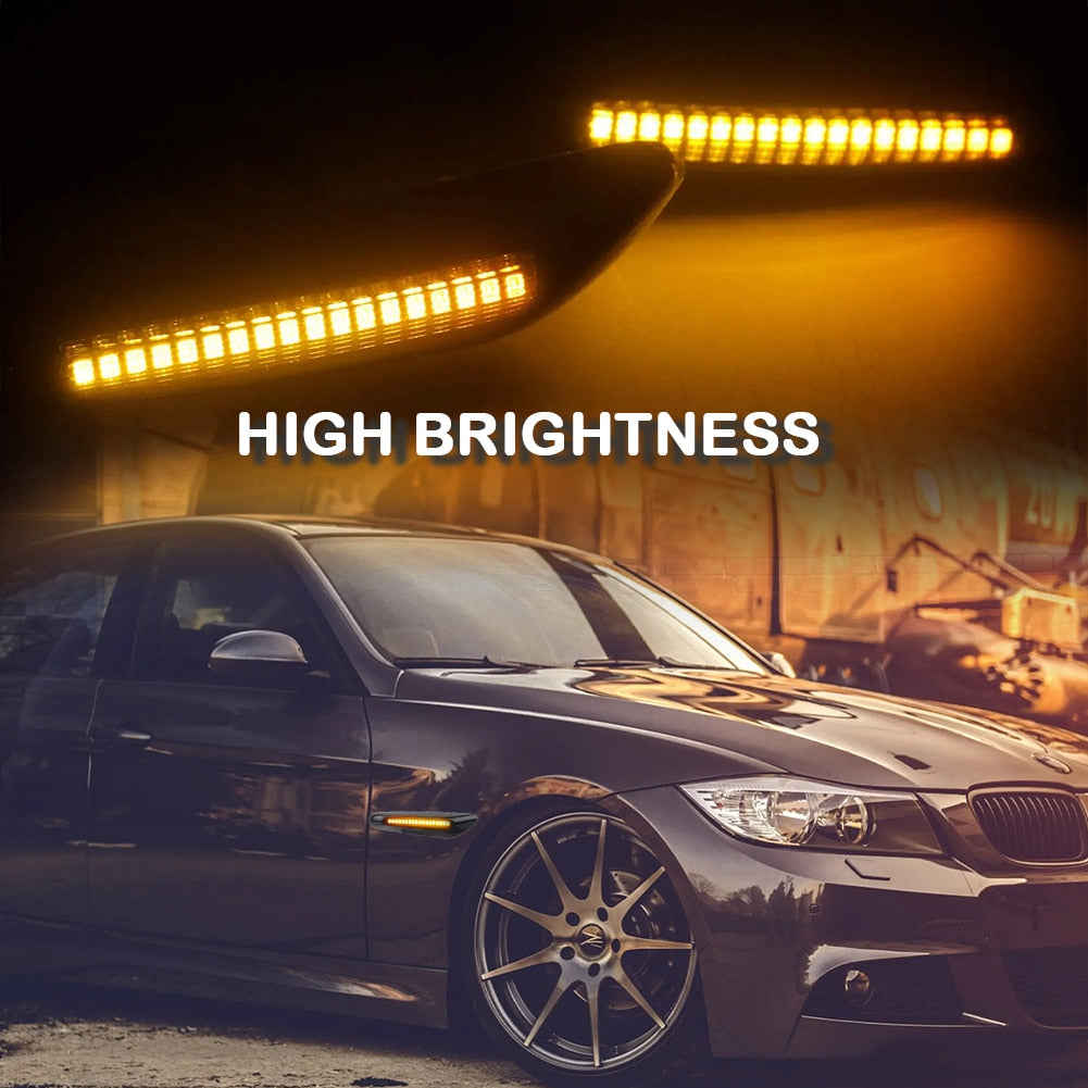 Set 2 lampi semnalizare secventiala, LED, Compatibil cu BMW E46 E36 E90 E91 E60 E61 E87 E88 E92 E93 X1 E84 X3 E83 X5 E53 E81, Negru