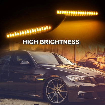 Set 2 lampi semnalizare secventiala, LED, Compatibil cu BMW E46 E36 E90 E91 E60 E61 E87 E88 E92 E93 X1 E84 X3 E83 X5 E53 E81, Negru