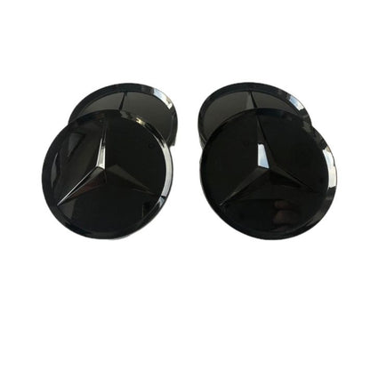 Set 4 capace roti 75mm compatibil jante aliaj Mercedes-Benz negru complet