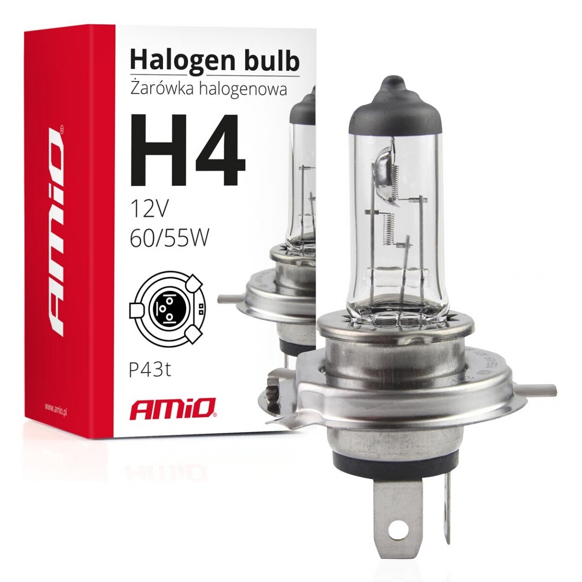 Bec halogen H4 12V 60/55W cu filtru UV, AMIO