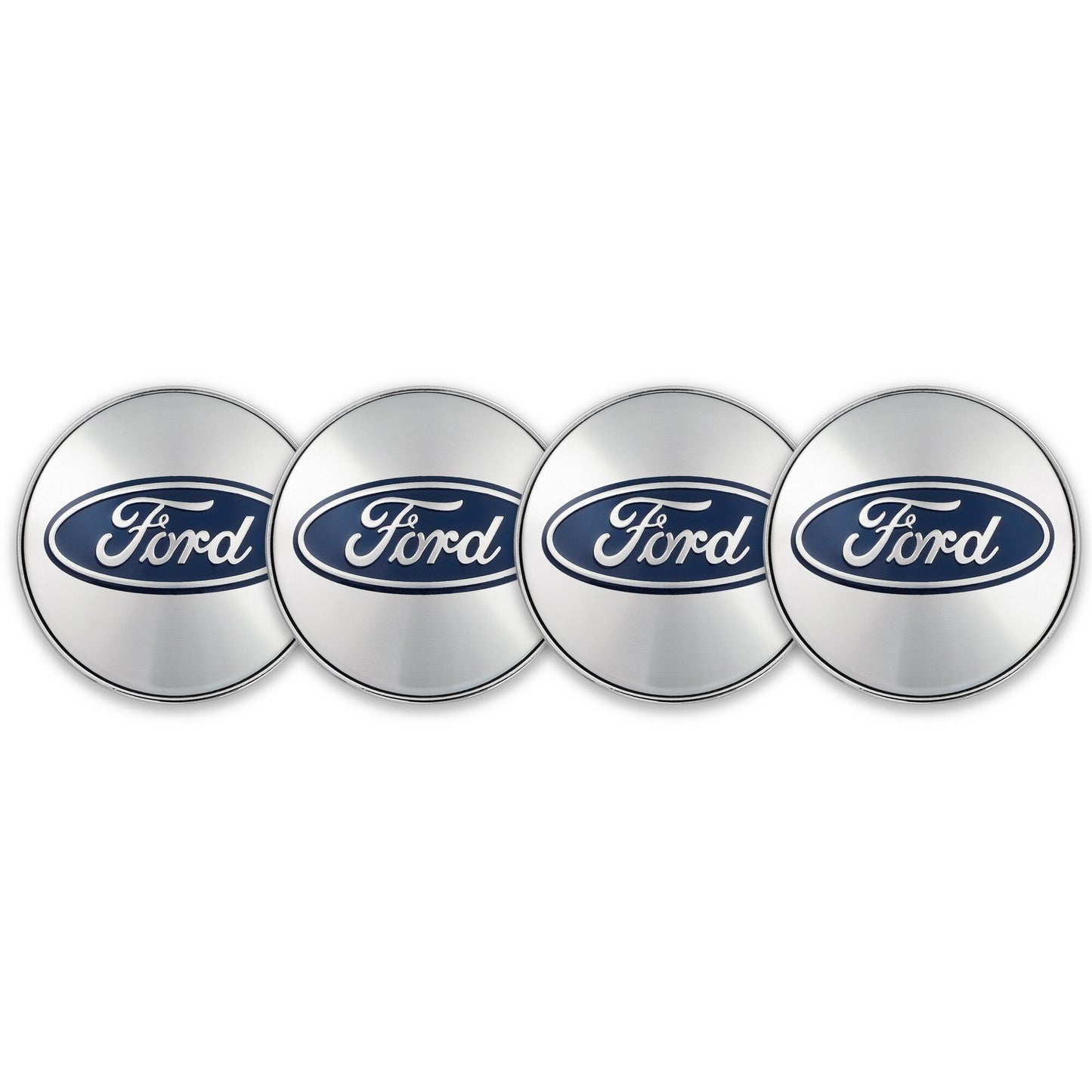 Set 4 capace roti pentru FORD, 60 mm, argintiu-albastru, plastic si aluminiu