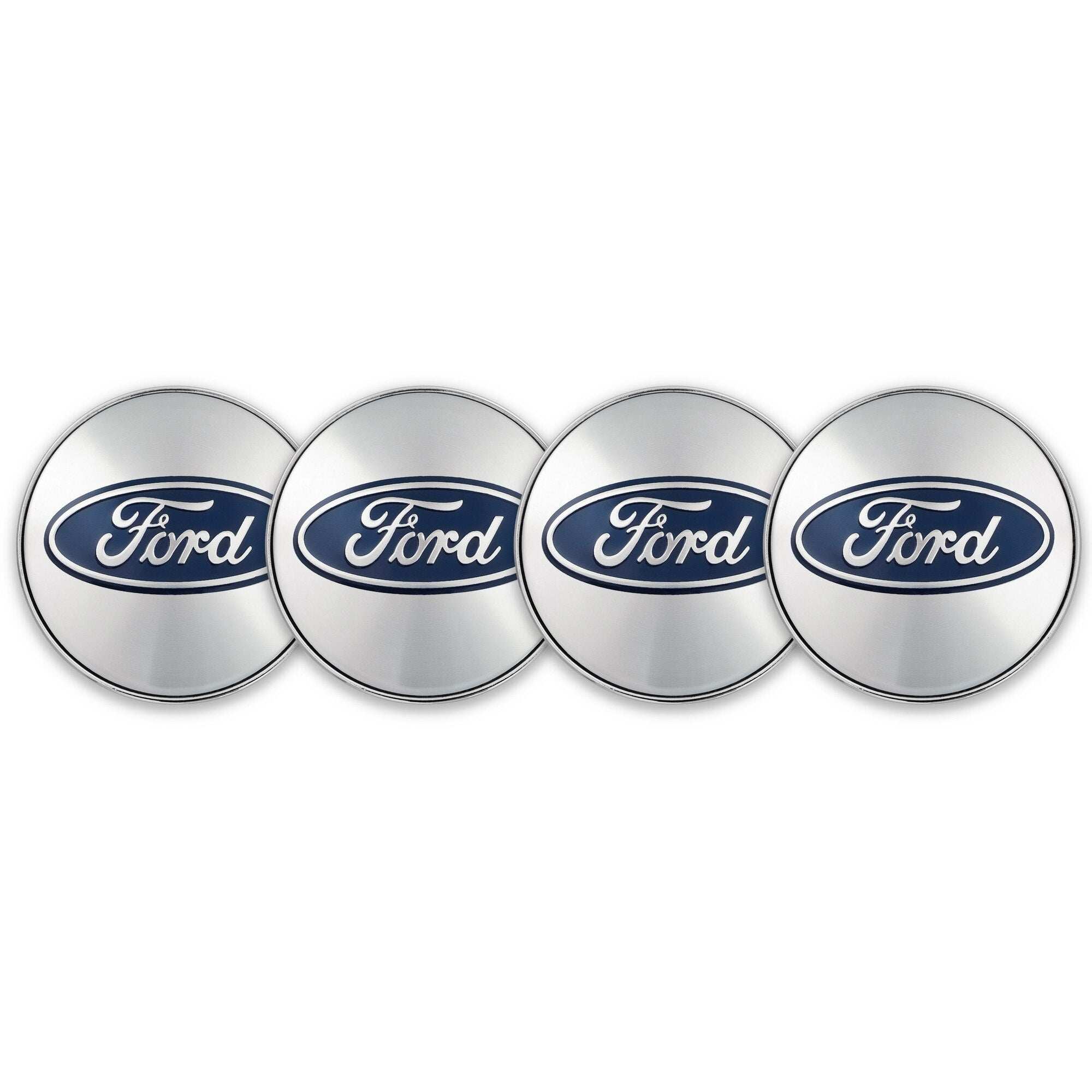 Set 4 capace roti pentru FORD, 60 mm, argintiu-albastru, plastic si aluminiu