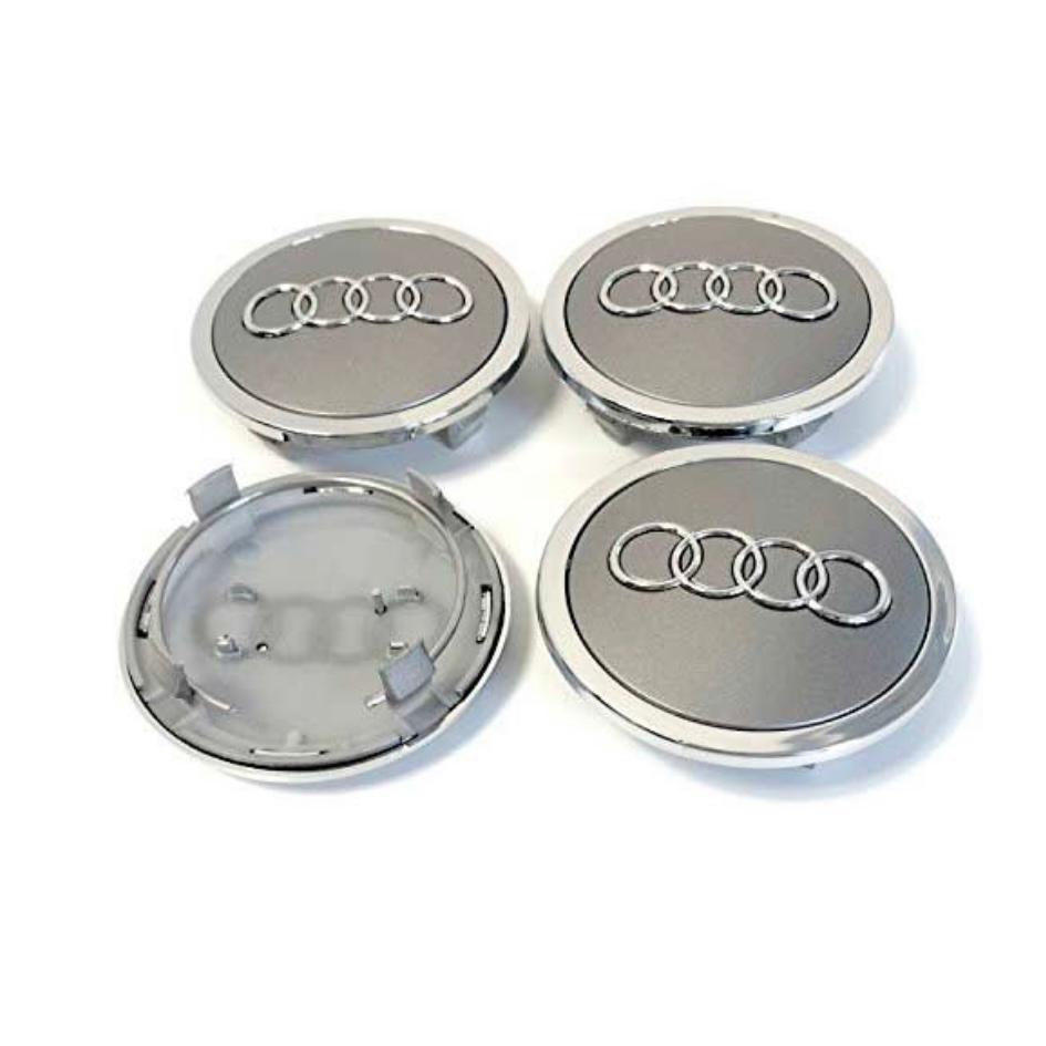 Set 4 capacele roti 61mm, Gri Chrome, Audi A1, A2, A3, A4, A5, A6, A7, A8, Q2, Q3, Q5, Q7, S RS pentru jante aliaj 4M0601170JG3