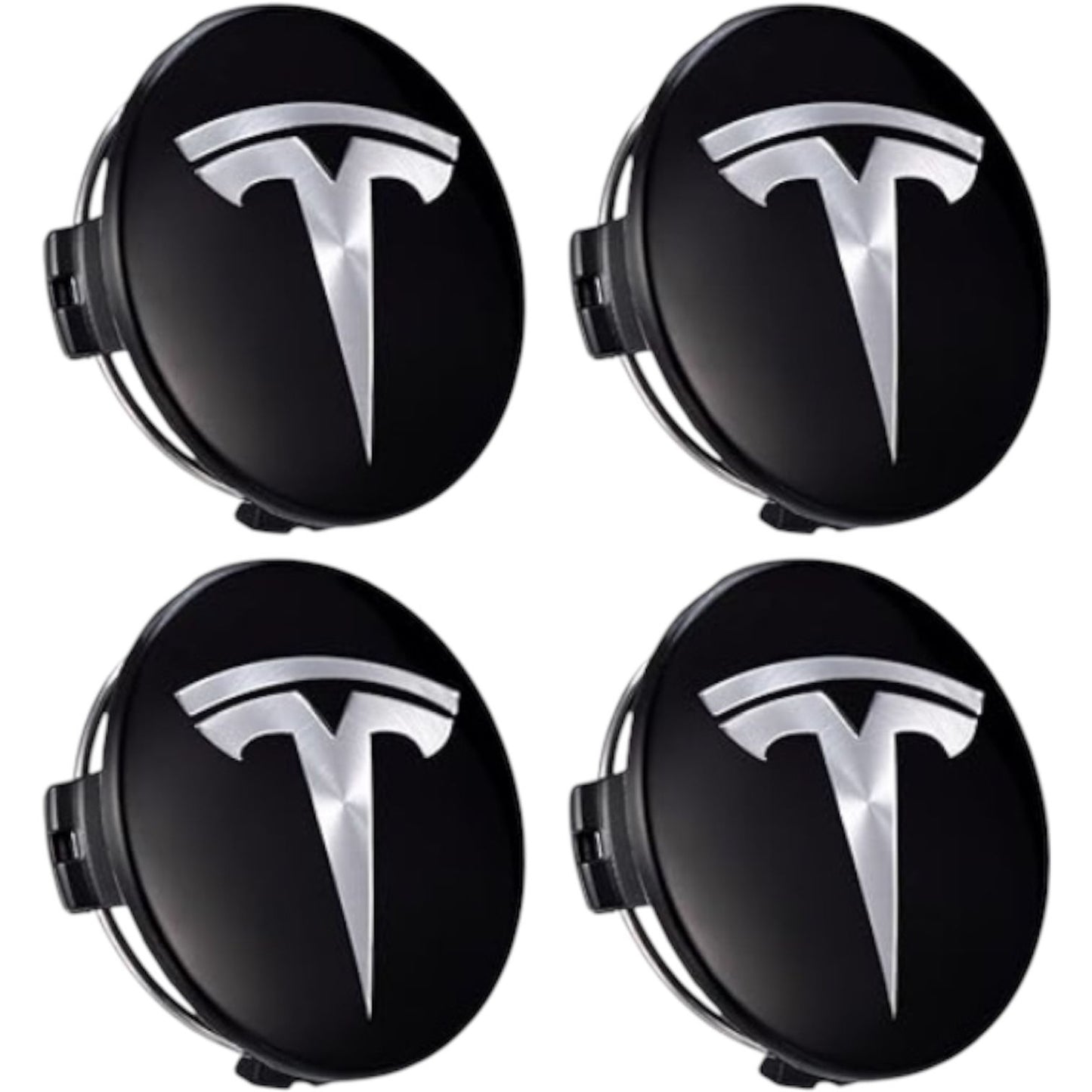 Set 4 capace TESLA, 57mm, Negru-Argintiu, pentru jante aliaj