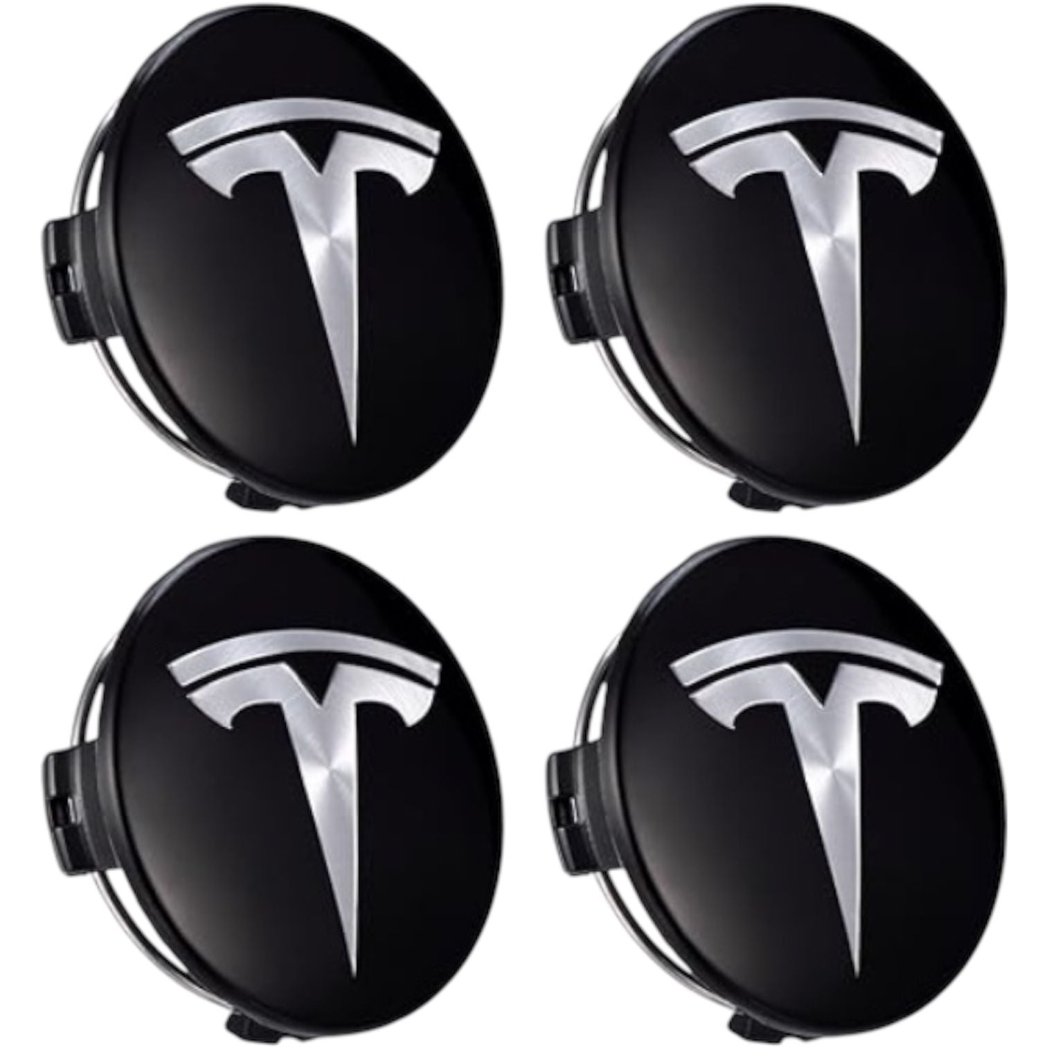 Set 4 capace TESLA, 57mm, Negru-Argintiu, pentru jante aliaj
