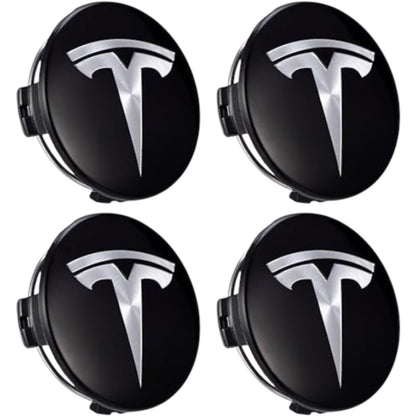 Set 4 capace TESLA, 57mm, Negru-Argintiu, pentru jante aliaj