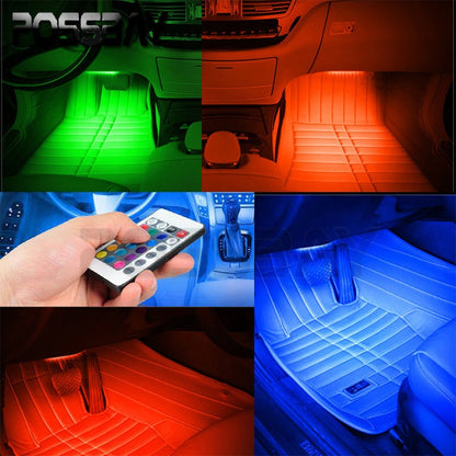 Kit Iluminare Ambientala LED Interior Masina, Multicolor RGB cu Telecomanda