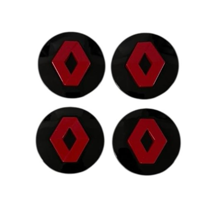 Set 4 capacele roti 57 mm Renault, pentru jante aliaj, Negru Rosu