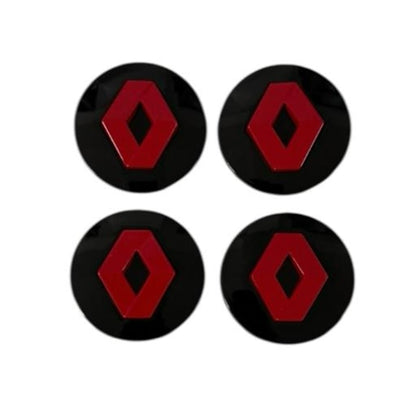 Set 4 capacele roti 57 mm Renault, pentru jante aliaj, Negru Rosu