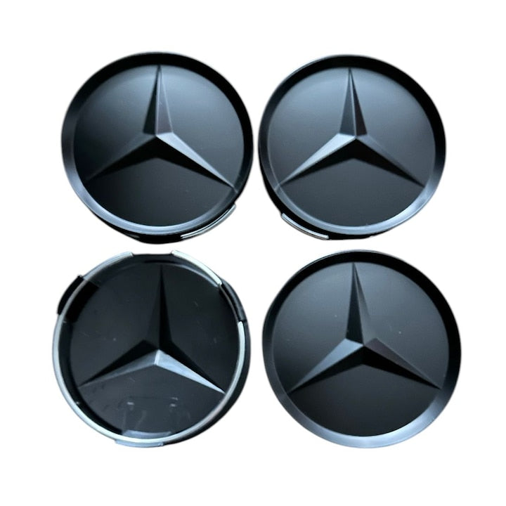 Set 4 capacele roti 75mm, model STAR, pentru jante aliaj Mercedes-Benz, Negru Mat