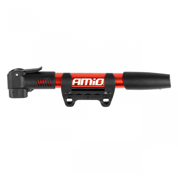 Pompa manuala pentru bicicleta AMiO PU01, 28cm, compatibila cu valve Presta si Schrader, design modern