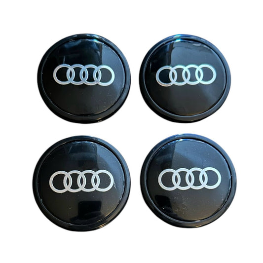 Set 4 capace roti 63mm exterior, 58mm interior Audi negre compatibil/inlocuitor janta aliaj