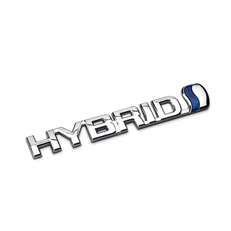 Emblema Hybrid 3D pentru Toyota, crom cu albastru, dimensiuni 15x2cm