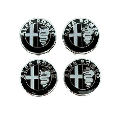 Set 4 Capace Roti Alfa Romeo 60mm, Alb Negru