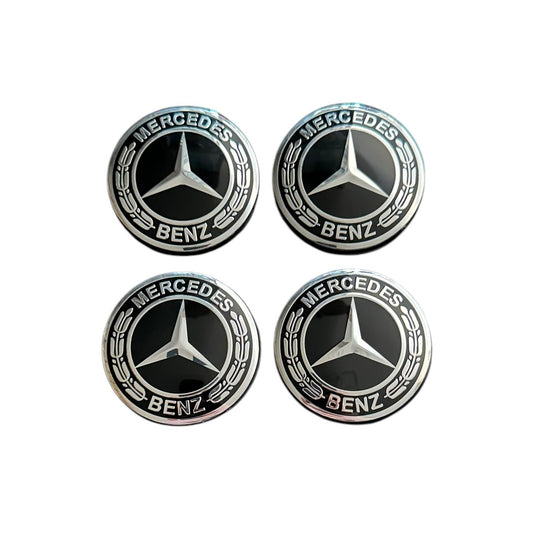 Set 4 capace roti 57mm exterior, 54mm interior Mercedes Negru compatibil/inlocuitor janta aliaj