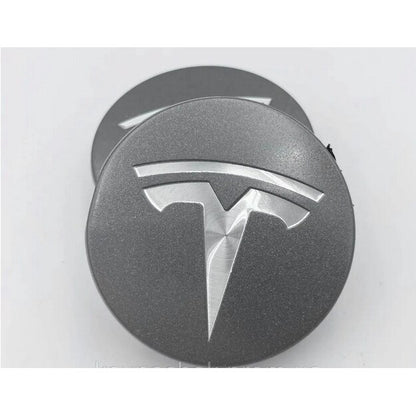 Set 4 capace Tesla, 57mm, ARGINTIU/GRI, pentru jante aliaj cu inel de fixare
