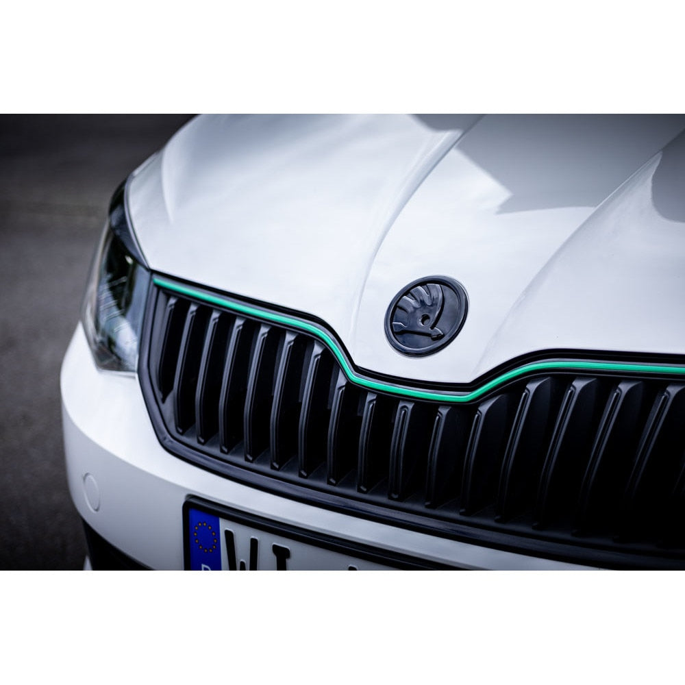 Emblema Skoda, pentru Octavia, Fabia, Superb, Rapid, Negru, 90 mm