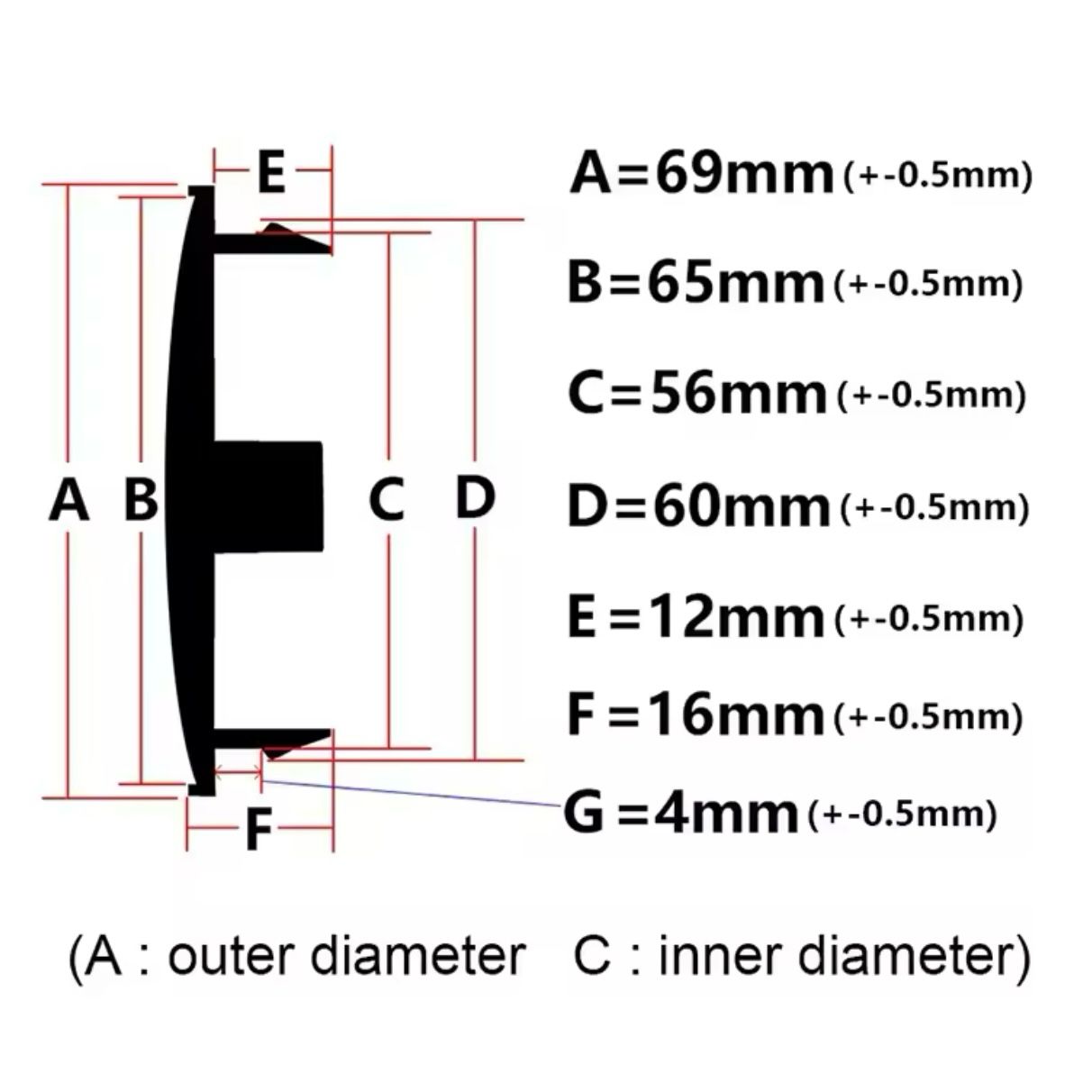 Set 4 capace roti 69mm exterior, 56mm interior VW compatibil/inlocuitor janta aliaj