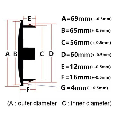 Set 4 capace roti 69mm exterior, 56mm interior Peugeot negre compatibil/inlocuitor janta aliaj