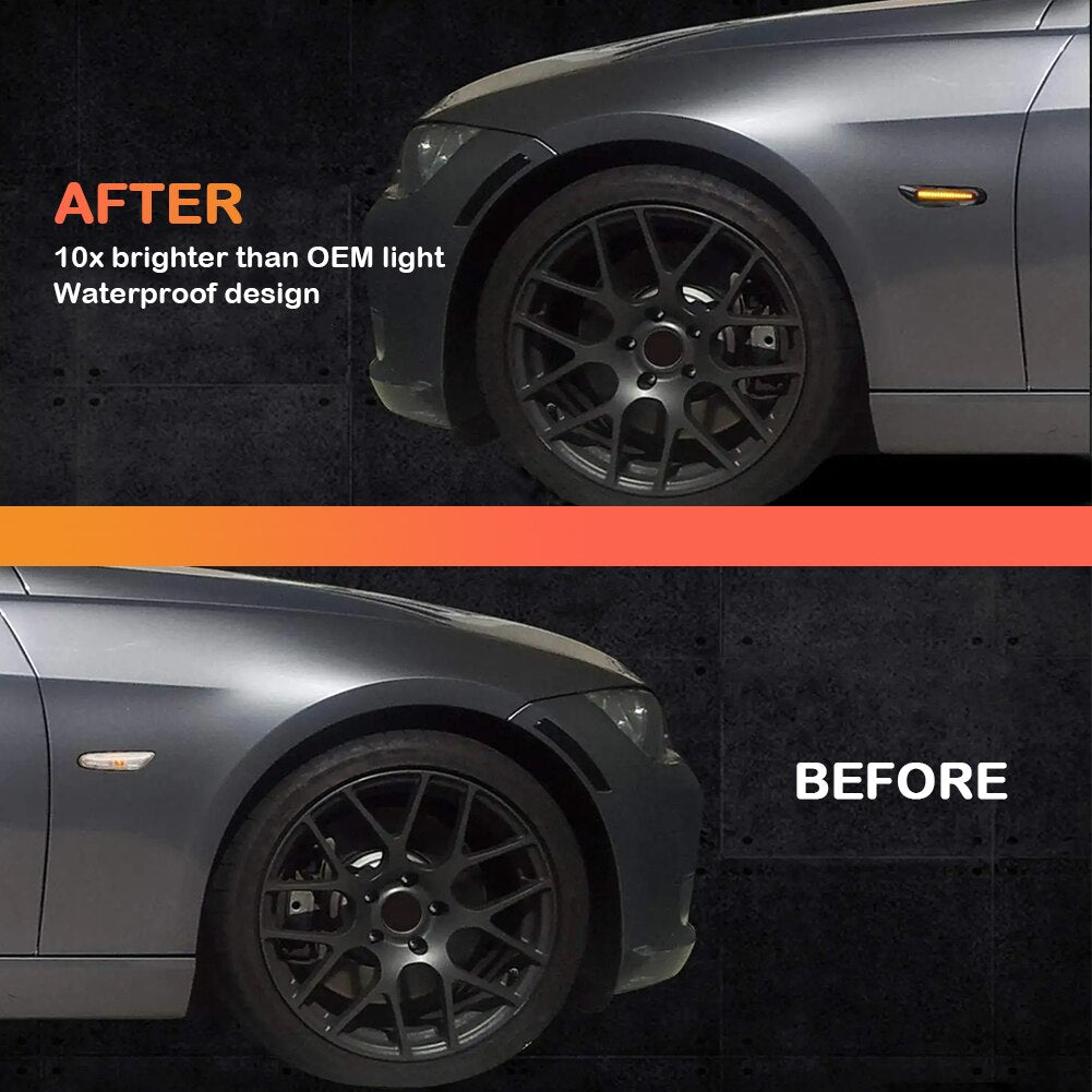 Set 2 lampi semnalizare secventiala, LED, Compatibil cu BMW E46 E36 E90 E91 E60 E61 E87 E88 E92 E93 X1 E84 X3 E83 X5 E53 E81, Negru