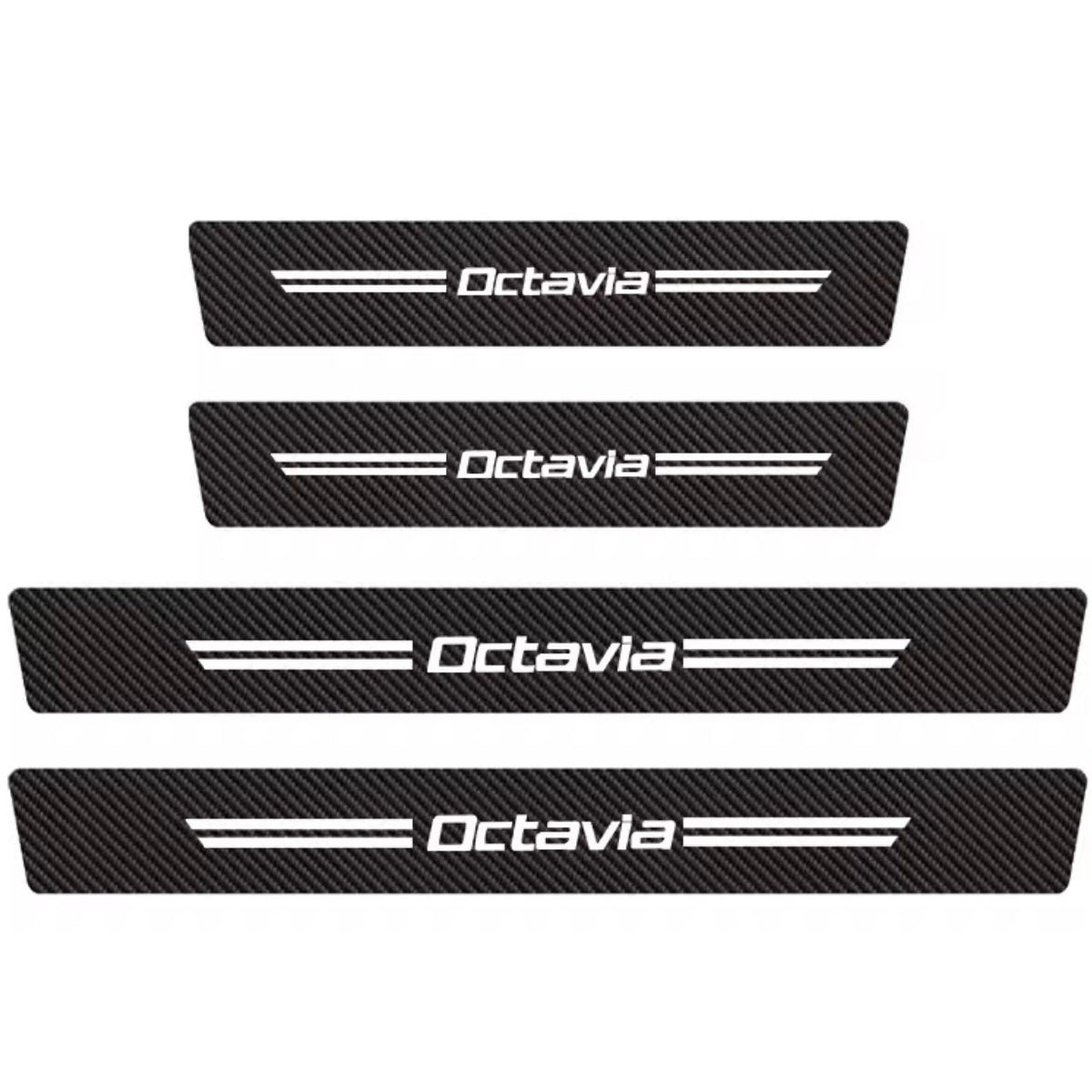 Set 4 Bucăți Autocolante din Fibra de Carbon Anti-Zgârieturi Skoda Octavia, Protector pentru Praguri Uși Auto