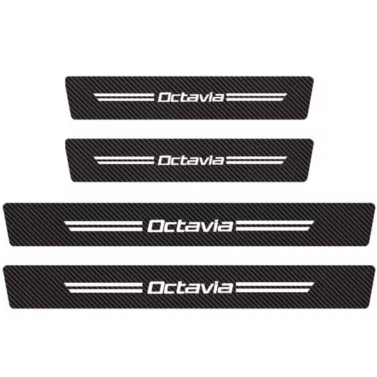 Set 4 Bucăți Autocolante din Fibra de Carbon Anti-Zgârieturi Skoda Octavia, Protector pentru Praguri Uși Auto