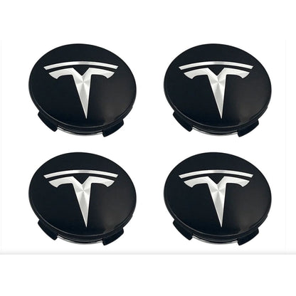 Set 4 capace TESLA, 57mm, Negru-Argintiu, pentru jante aliaj