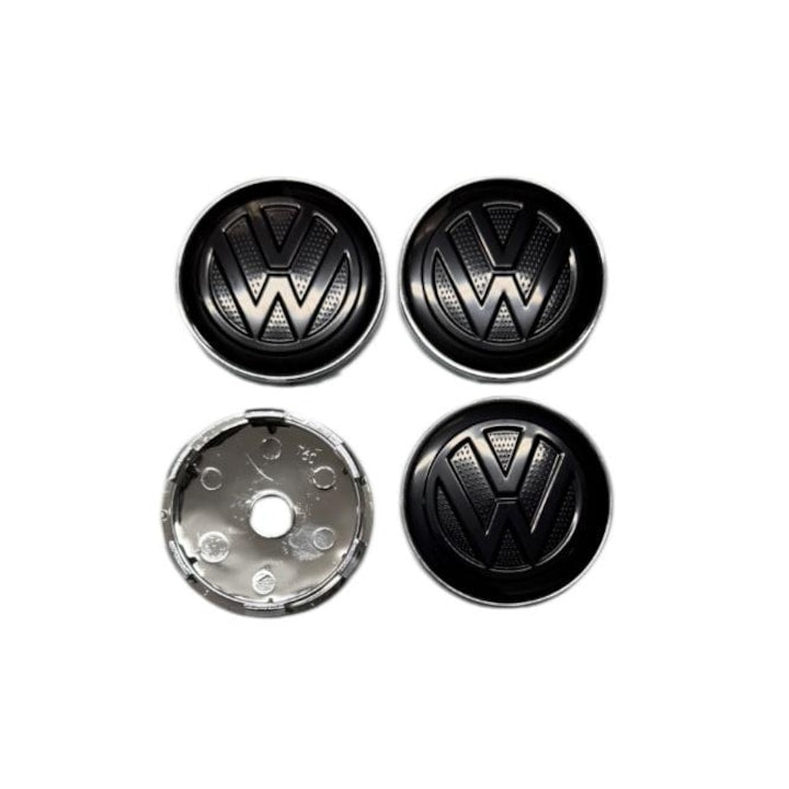 Set 4 capace roti 60mm VW negre compatibil/inlocuitor janta aliaj