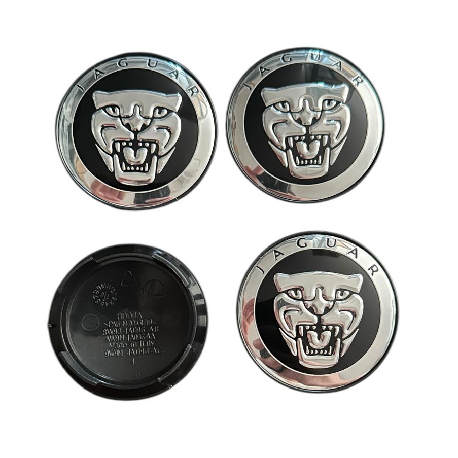 Set 4 capace jante Jaguar negre exterior: 58mm, interior: 50mm