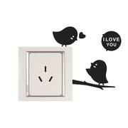 Sticker Birds, pentru intrerupator sau priza, 10x10 cm, culoare Negru